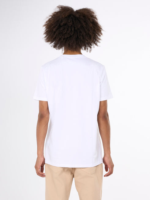 KnowledgeCotton Apparel  - Regular whale front print t-shirt - GOTS/Vegan - Bright White